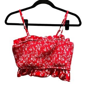 👙$12 Floral Smocked Swim Bikini Tankini Top Size Large